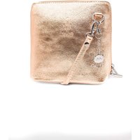 Kitise Women's Small Italian Real Leather Purse Crossbody Bag With Charm in Rose Gold