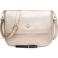 Bee Accent Flap Over Zip Closure Crossbody Bag Detachable Strap
