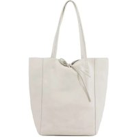 Kitise Women's Large Genuine Italian Soft Leather Tie Closure Tote Bag in Beige