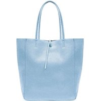 Kitise Women's Large Genuine Italian Soft Leather Tie Closure Tote Bag in Light Blue