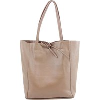 Kitise Women's Large Genuine Italian Soft Leather Tie Closure Tote Bag in Khaki