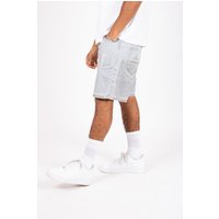 Liquor n Poker Men's Metallic Faded Stonewash Straight Leg Shorts in Stone | Size: 30R
