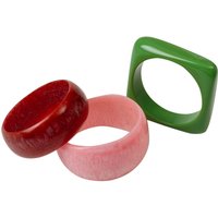 Bibi Bijoux Women's Red, Pink & Green 'Chunky' Bangle Set