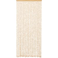 Novecrafto Wooden Beaded Door Curtain with Hooks - Handmade Hanging Curtain Beads for Doorways, Room Partition in Light Brown