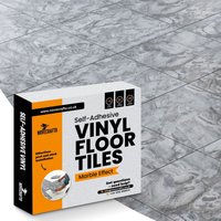Novecrafto Vinyl Floor Tiles Self Adhesive 30 Pack Vinyl Flooring Peel & Stick Floor Tile Marble Flow in Dark Grey