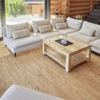 Novecrafto Self Adhesive Floor Planks Pack of 7 Peel & Stick Vinyl Flooring (91.4x15.2cm) in Khaki | Size: 91.4x15.2 cm