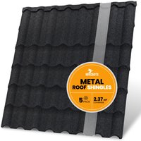 Novecrafto Metal Roof Shingles - Pack of 5 Covers 2.37m² Stone Coated Tiles in Dark Grey