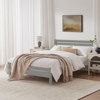 FurnitureboxUK Declan Solid Pine Double Bed Frame in Light Grey