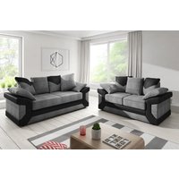 SquareBoxx Arlo Corded Fabric Sofa with Leather-Effect Arms 3+2 in Grey