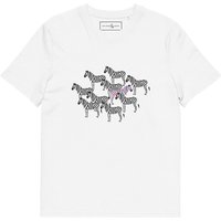 ANCHOR & CREW Zebra Where's William Going? Cotton T-Shirt in White | Size: XL