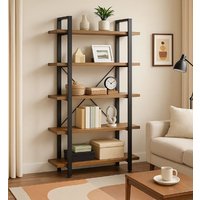 Modcraft 5 Tier Large Ladder Bookcase Rustic Brown