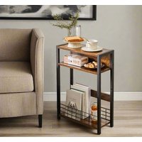 Modcraft 3 Tier Slim Side End Table for Small Spaces in Brown