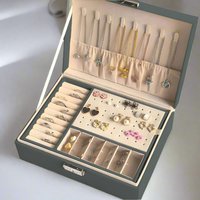 Modcraft Women's 2-Layer Grey or White Jewellery Organizer Box - Storage Case