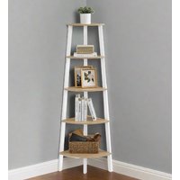 Modcraft White 5-Tier Corner Shelf - Industrial Style Ladder Display Unit for Living Room | Size: Large