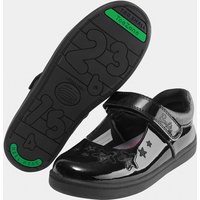 ToeZone Girl's Black Barbie Patent Rip Tape School Shoe | Size: Infant 13