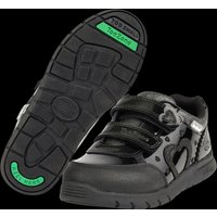ToeZone Girl's Black Isla Patent Heart Rip Tape School Shoes | Size: Infant 11