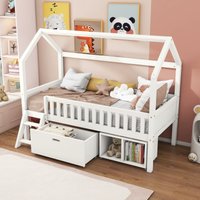 Matteo Versatile Child's Bed with Drawers & Anti-Fall Railings, 90*190cm in White