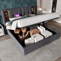 Matteo Upholstered Double Bed 180 x 200cm with Wireless Charging(USB Tyep-C) in Grey