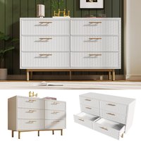 Matteo Sideboard Cabinet for Living Room, Chest of Drawers with 6 drawers in White