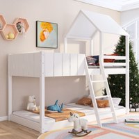 Matteo Wooden Bunk Bed, Loft Bed with Ladder & Guard Rail in White | Size: Single
