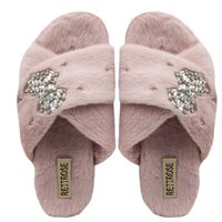 Fefe Nude Luxury Plush Diamanté Embellished Handmade Slipper