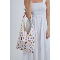 Knotted Tote Bag Nautical Print