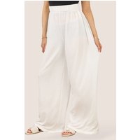 ELAINA FASHION Women's Off White Palazzo Pants in Off-White | Size: Medium