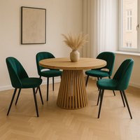Ruston Modern Round Extendable Dining Table Slats cm x 100 cm