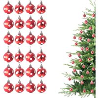 Shatchi Christmas 3cm Bauble White Tree Hanging Decoration Festive Sparkle 12pcs OR 24 pcs in Red | Size: 24 Pack
