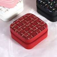 PEACH ACCESSORIES Women's Tweed Top Jewllery Box in Red
