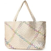 Silver Large Weave Tote Bag Gold