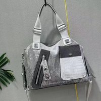 PEACH ACCESSORIES Women's Sparkle & Croc Shoulder Bag in Silver