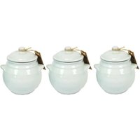 Verano Spanish Ceramics Rustic Pastel Fully Dipped Terracotta Kitchen Dining Storage Jar w/ Lid (H) 15cm Set of 3 in Duck Egg Blue
