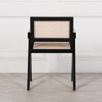 Glasstone Wooden Louis Upholstered Square Rattan Back Dining Chair in Brown