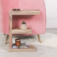 Glasstone Wooden E Shelf Side Occasional Table in Brown