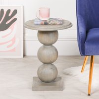 Glasstone Rustic Wooden Stacked Ball Side Occasional Table in Brown