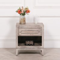 Glasstone Wooden Bedside with Drawer in Light Beige