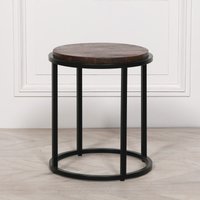 Glasstone Black Metal Occasional Table with Wooden Top in Chocolate