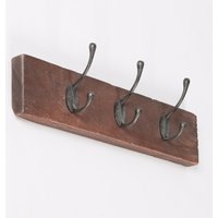 Glasstone 3 Hook 50cm Wooden Coat Hanger in Brown