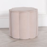Glasstone Natural Colour Velvet Round Stool in Off-White