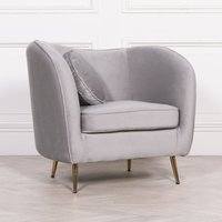Glasstone Grey Velvet Armchair with Cushion in Metallic Silver