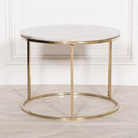 Glasstone Gold Metal Side Table with Marble Top in Metallic Gold