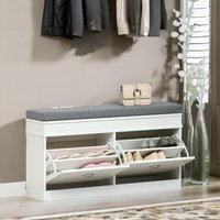 Rafaelo Mobilia Shoe Storage Bench With Cushioned Seat 104CM White