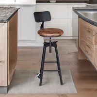 Rafaelo Mobilia Industrial Adjustable Height Retro Bar Stool With Back in Brown