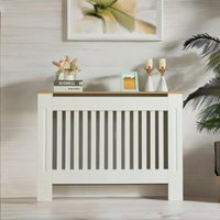 Rafaelo Mobilia Modern Radiator Cover With Wooden Top Shelf in White