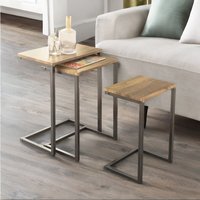 Rafaelo Mobilia Set Of 3 Rectangular C-Shaped Nesting Tables Brown