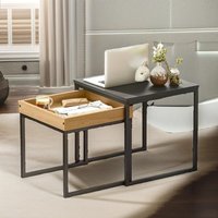 Rafaelo Mobilia 2 Pc Industrial Nesting Tables Living Room Furniture in Brown