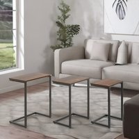 Rafaelo Mobilia 3 PC C-Shaped Nesting Tables Living Room Furniture in Brown