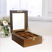 Rafaelo Mobilia 6 Slot Watch Lockable Storage Box in Brown