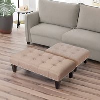 Rafaelo Mobilia Fabric Ottoman Footrest Stool Chair in Beige